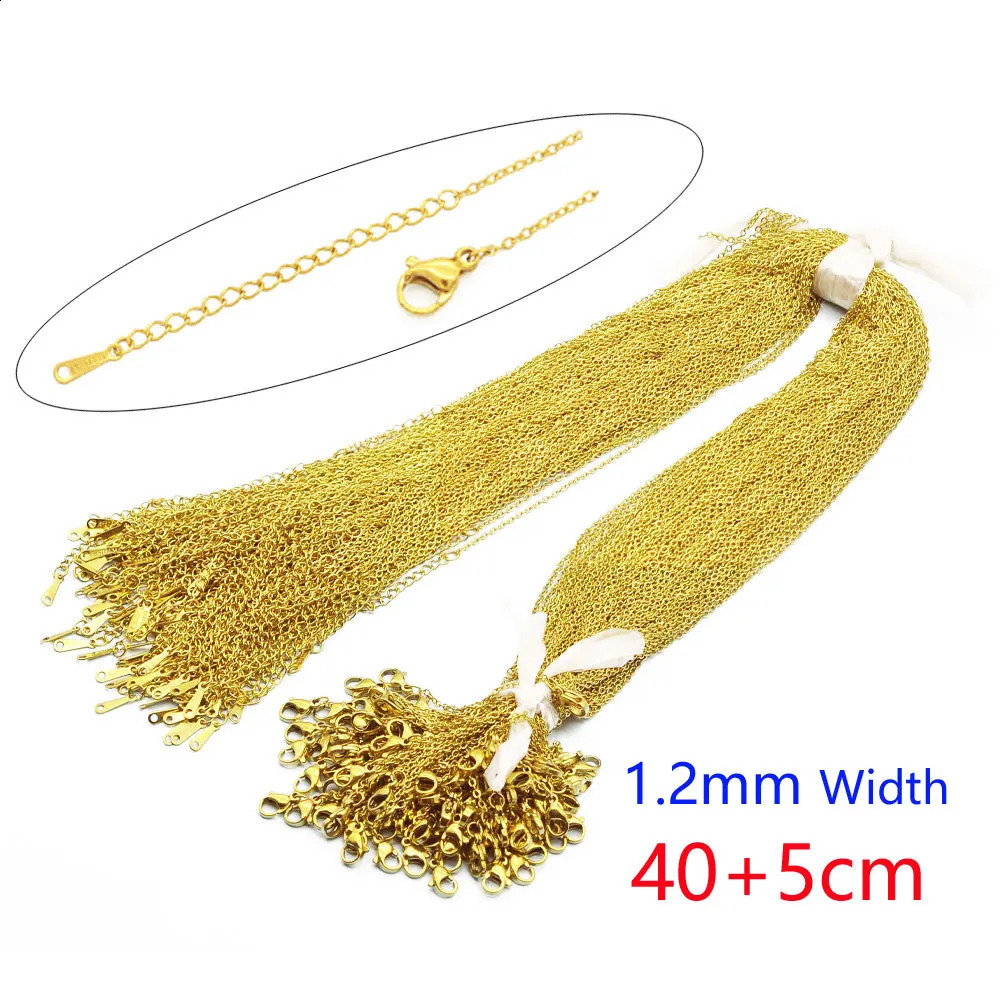 100 pieces/bulk wholesale 304 stainless steel cable link Rolo chain necklace gold 45-50cm for DIY jewelry making for women241204ww