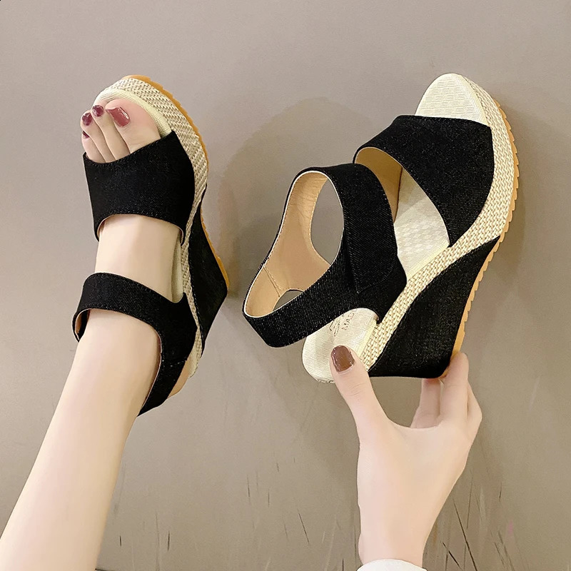High-heeled Wedge Platform Fish Mouth 2024 Womens Peep Toe Sandals Womens Shoes Comfort Summer er Shoes 241204
