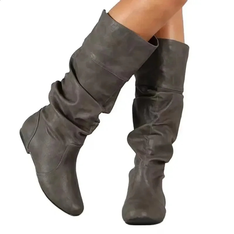 Small and Medium Leg Boots Childrens Flat Shoes Spring and Autumn Womens High Boots Long Western Cowboy Boots Womens Shoes Large Size 35-43 241213