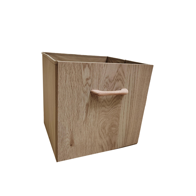 Front wood grain storage box with long handle (made of natural wood) Intelligent classification management box