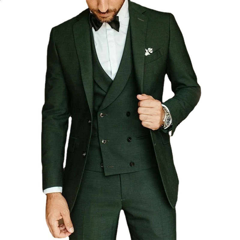 New minimalist groom groomsman tailcoat party set slim fit business casual jacket set three piece set 241028