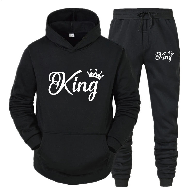 Y2k Style Long Sleeve Hoodie Set for Women Couple Sweaters Hoodie Trends Couple Hoodies Tracksuit Queen King Printed Fashion 241203