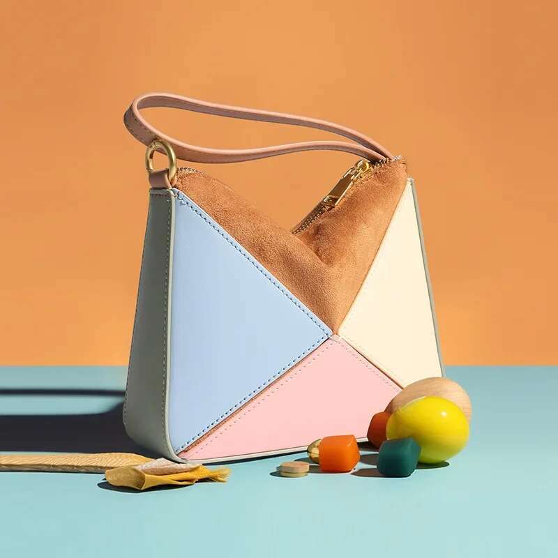 Triangle Women's Handbag - Turkish Design, Patchwork Candy Colors, Versatile Unique, Leisure New & Hot Everyday Use Fashion bags