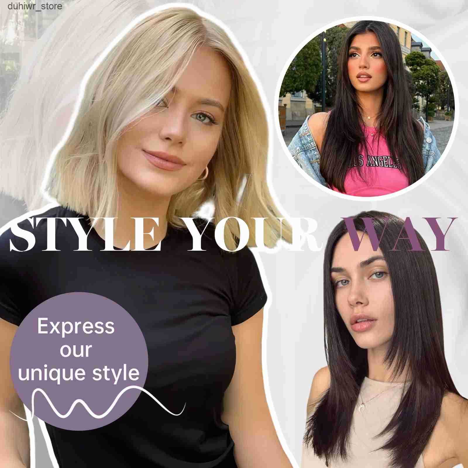 Hair Wefts Brown Highlight Layered Hair Toppers Clip in Synthetic Hair Topper for Thin Hair Swiss Base Natural Daily Use High Temperature J241204