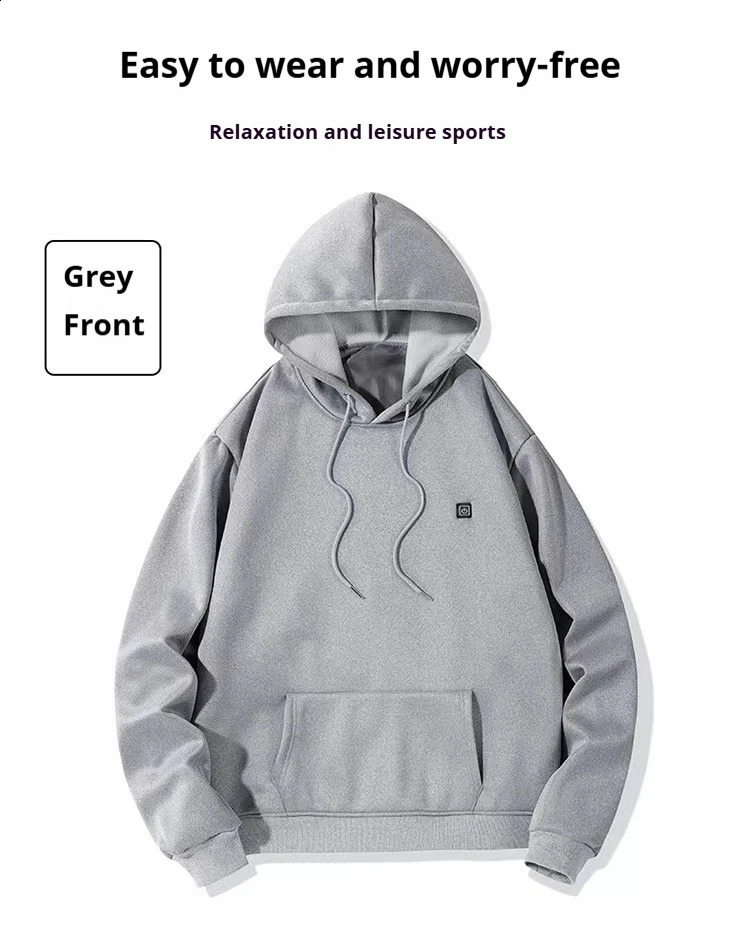 five zone heated hoodie with smart USB electric mens sweater loose fit for spring and autumn 241203