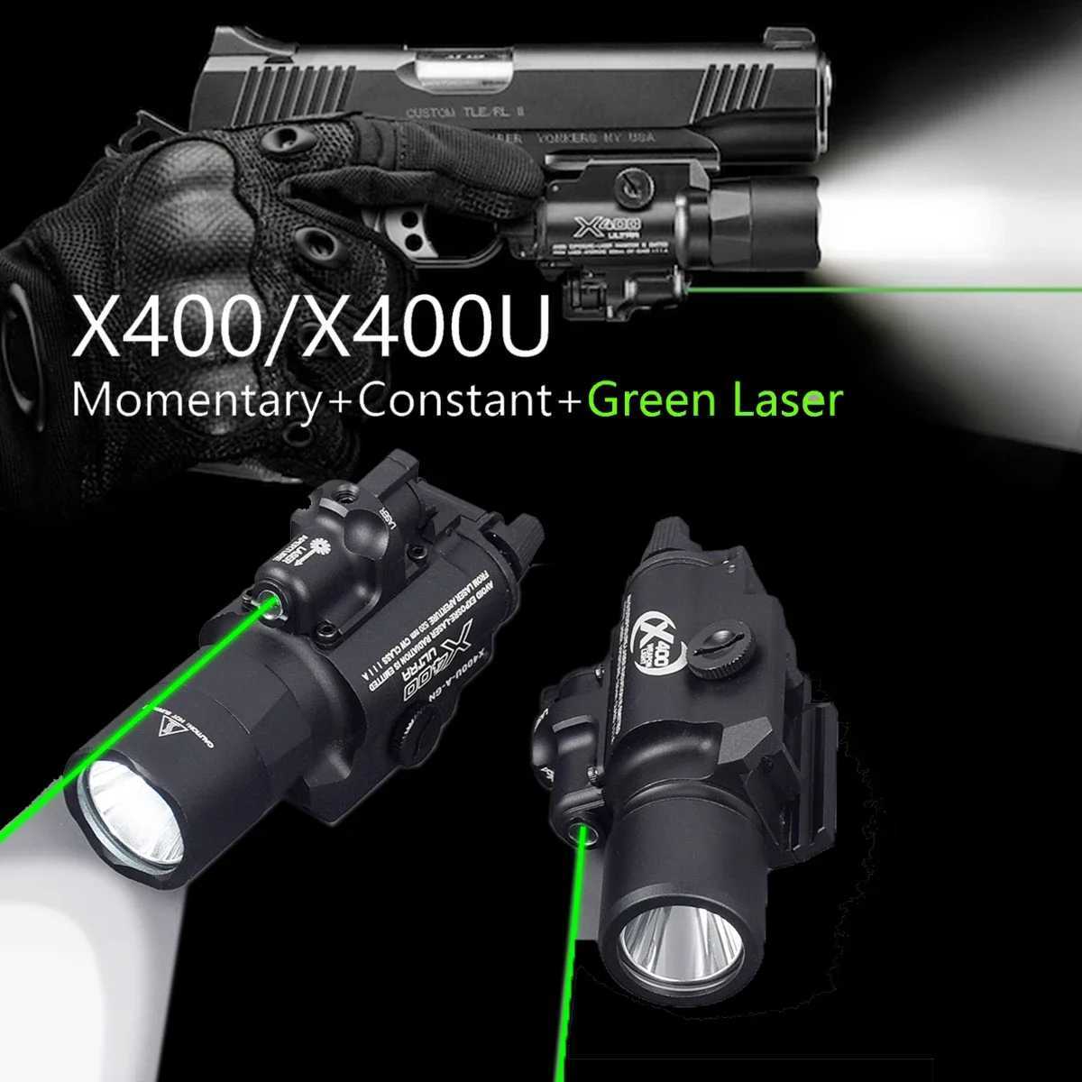 Tactical Surefir X400U X400 ultra light weapon pistol Lgiht equipped with red and green laser air gun strobe flash suitable for 20mm railW241204