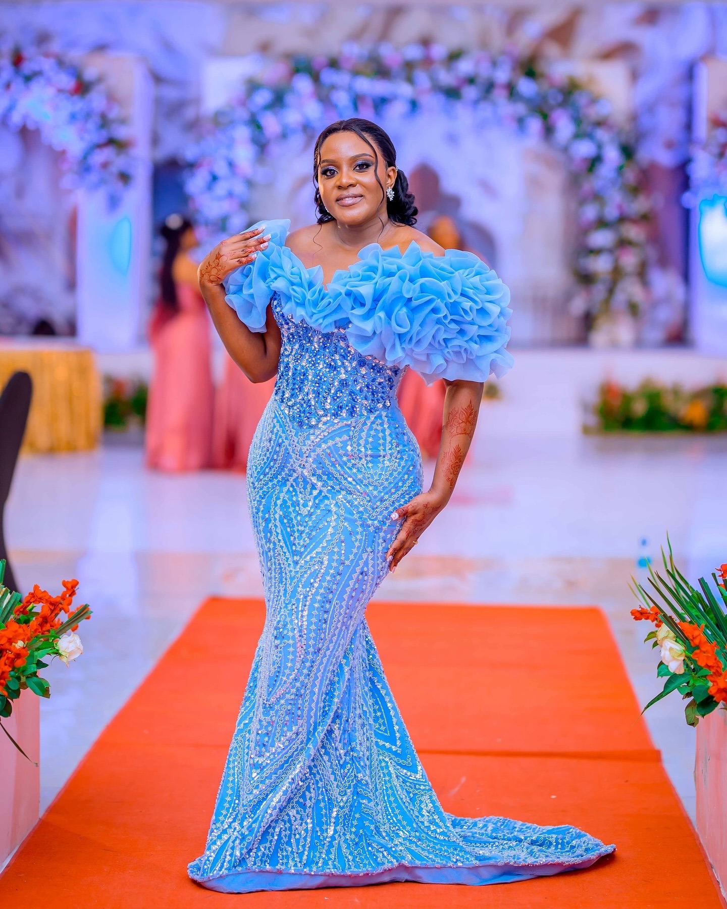 Blue Mermaid Prom Dresses 2024 Off Shoulder Crystals Sequined Lace Evening Formal Party Second Birthday Engagement Gowns Plus Size Dress For Special O