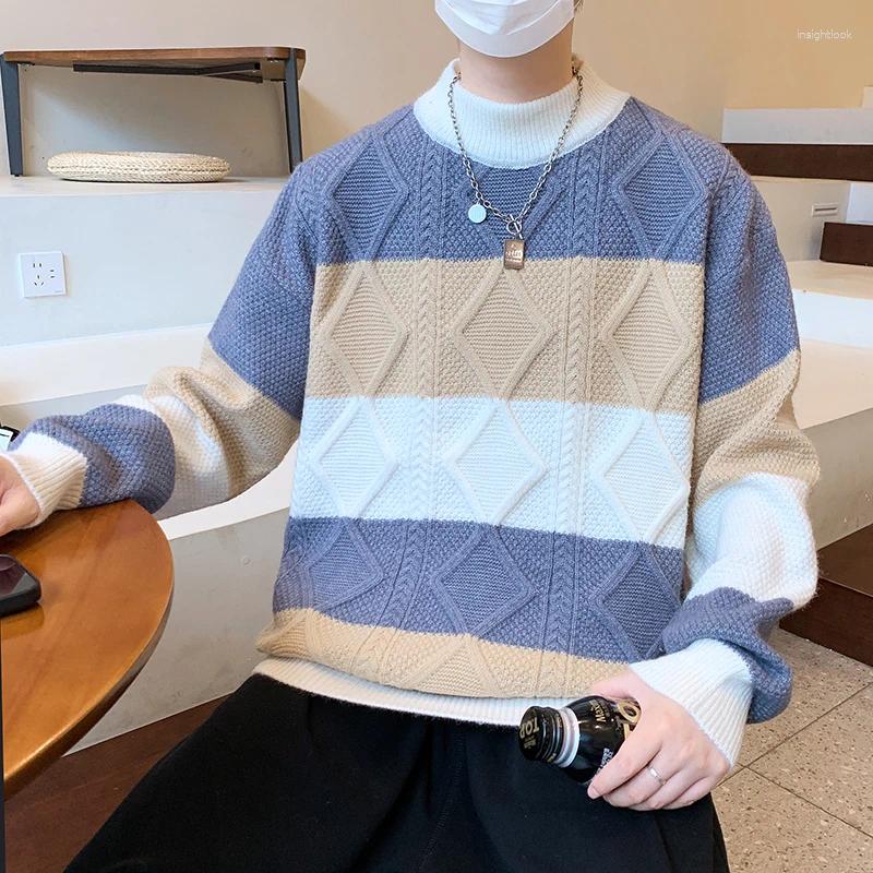 Mens Sweaters 2024 Fall Winter High End Argyle Plaid Sweater Men Korean Style Mens Christmas Jumper Cashmere Pullover S251110
