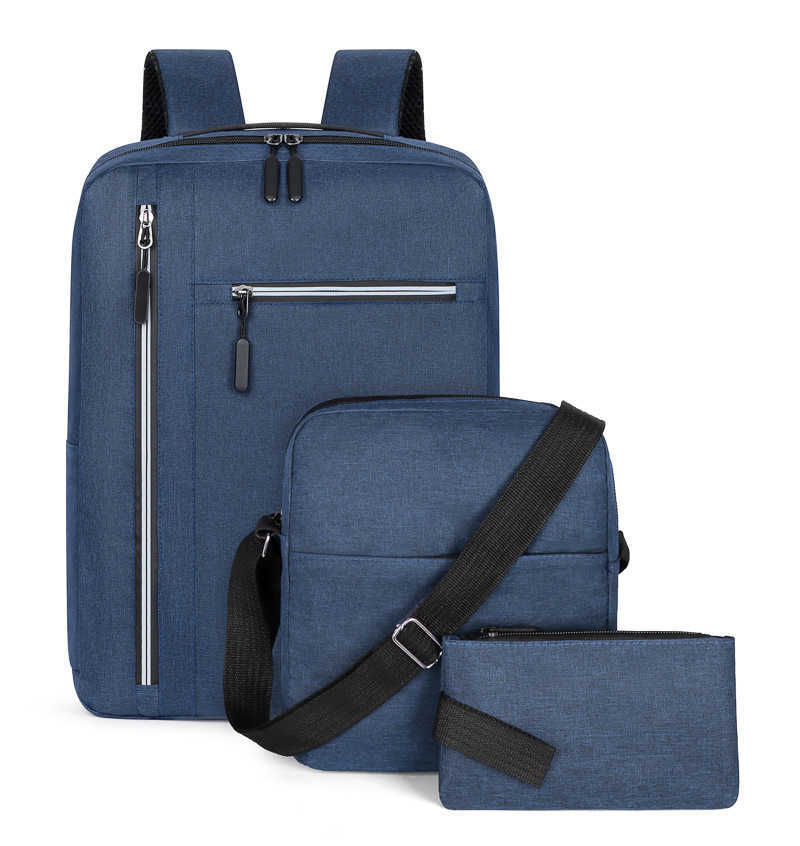Backpack Gift Three Piece Set Korean Version Student Backpack Usb Computer Bag Men's Casual Shoulder Bag 241204
