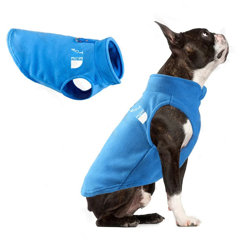 Designer Apparel Fleece Vest Dog Sweater Warm Pullover The Doggy Face Pet Jacket with O-Ring Leash Cold Weather Puppy Clothes for Small Dogs Boy or Gi