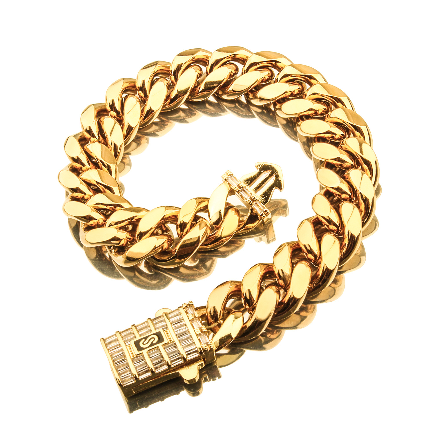 8mm/10mm/12mm/14mm Miami Cuban Link Chain Stainless Steel Mens 18K Gold Chains High Polished Punk Curb Buckle Necklaces - view 9