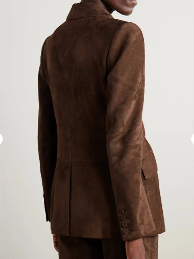 Womens Suede Suit Elegant Womens Sets Set Woman 2 Pieces 1 Button Jacket Pants Office Outfits Blazer Suits Clothing 241203