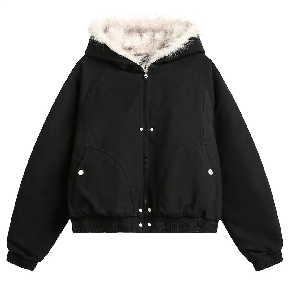 Mens Winter Jackets Padded Coat Thicken Warm Parkas Fur Collar Outwear Streetwear Harajuku Oversized Jacket 241204