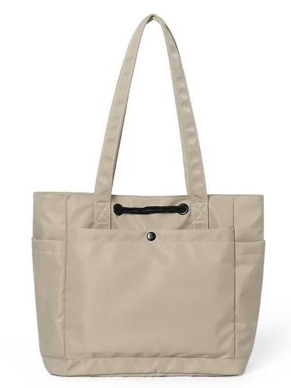 Large Capacity Nylon Drawstring Tote Bag, Men's and Women's Class Commuting Waterproof Shoulder Fashionable Versatile Handbag, Trendy 241204