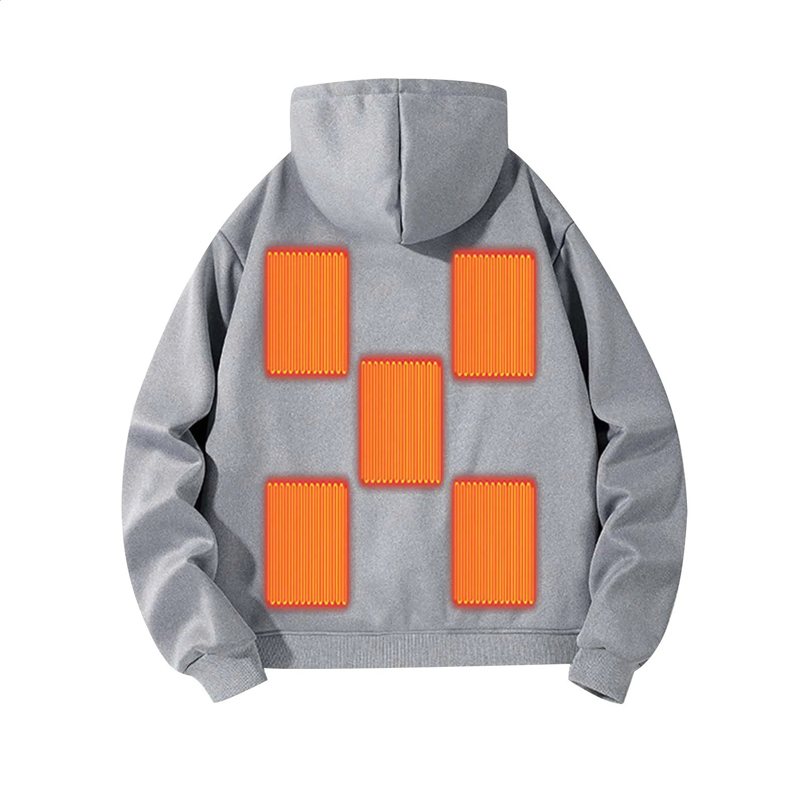 Mens winter warm hooded casual sports shirt USB hooded outdoor battery free electric heating cloth 241203