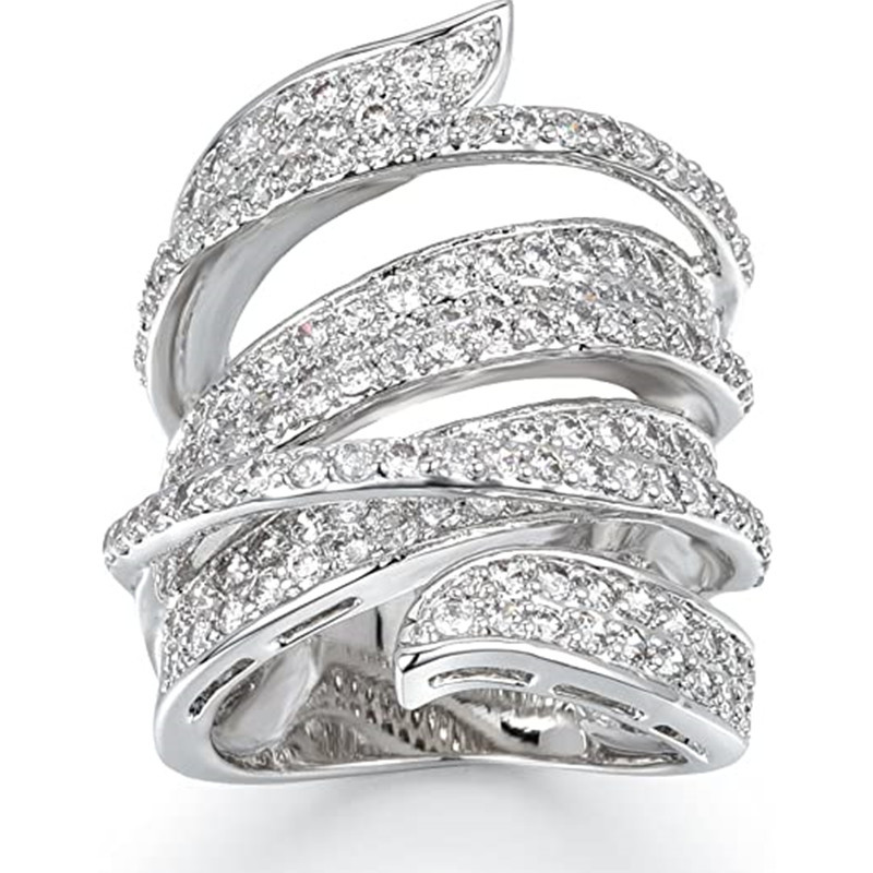 Brand Wedding Rings Luxury Jewelry 925 Sterling Silver Pave White Sapphire CZ Diamond Party Eternity Elegant Gorgeous Women Cross Engagement Designer 