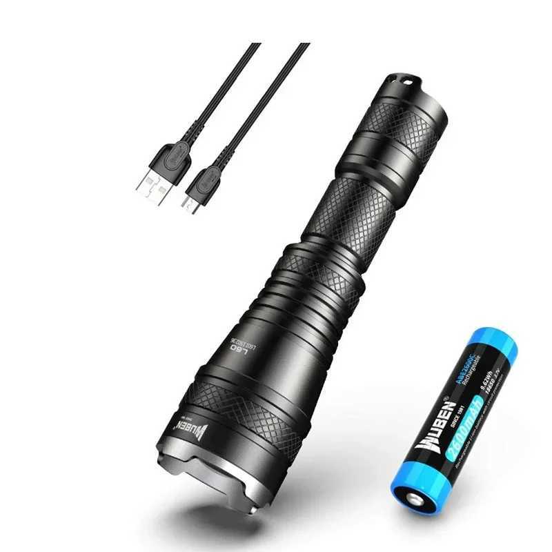 WUBEN L60 Rechargeable High-Powerful Tactical Flashlight 1200LM Zoomable 5 Lighting Modes With Battery Z241204