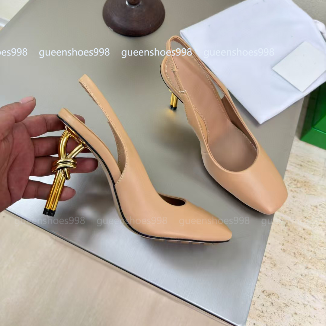 Elegant Slingbacks Sandals Women High Heels Fashion Luxury Designer Shoes Casual Knot Decoration Party Dress Shoes size 34-42