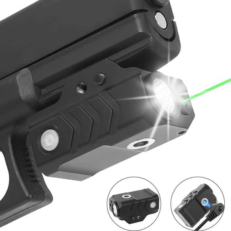Pistol rifle laser light combination 800 lumens flashlight with red/green laser sight weapon gun light magnetic charging gloves flashlightW241204