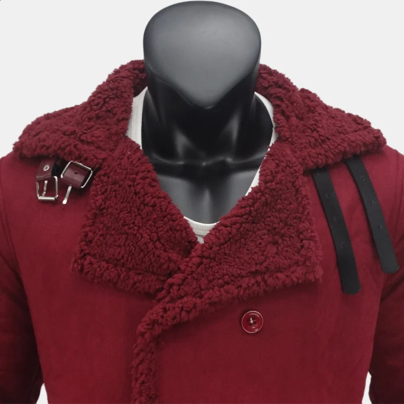 Winter mens long trench wool coat suede faux fur coat mens double chest clothing mens warm refrigerated jacket S-5XL 241203