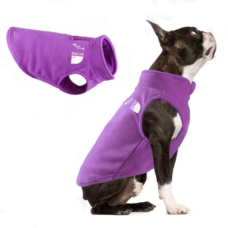 Designer Apparel Fleece Vest Dog Sweater Warm Pullover The Doggy Face Pet Jacket with O-Ring Leash Cold Weather Puppy Clothes for Small Dogs Boy or Gi