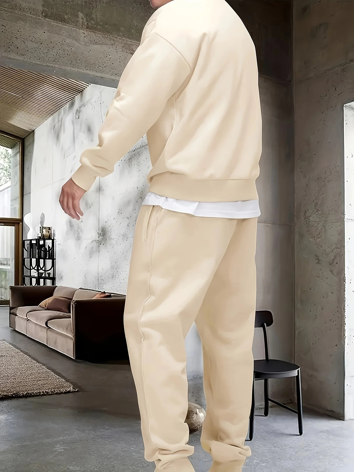 Mens autumn long sleeved sweater set comfortable breathable casual and fashionable T-shirt mens outdoor streetwear 241203