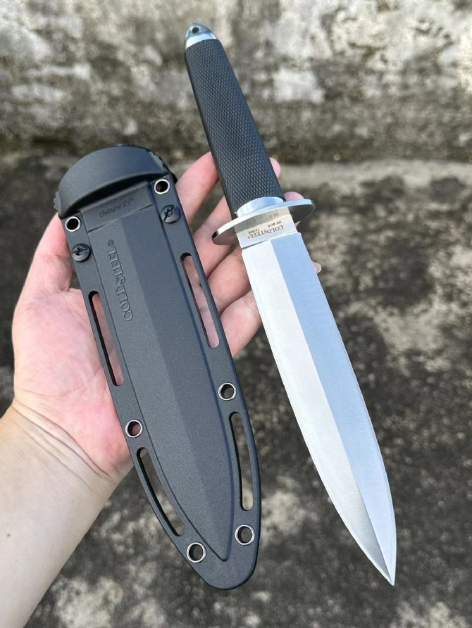 H7898 Survival Straight Knife 3V Satin Double Edge Blade Full Tang Kraton Handle Outdoor Fixed Blade Tactical Knives with Kydex