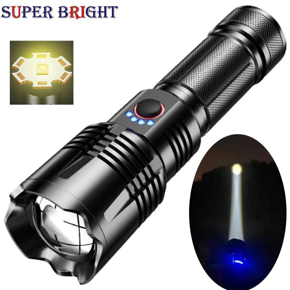 XHP70 Self Defense Flashlight Aluminum Camping Rechargeable Lamp powerful Teaser Personal Defense Lantern Power LED Work Light Z241204