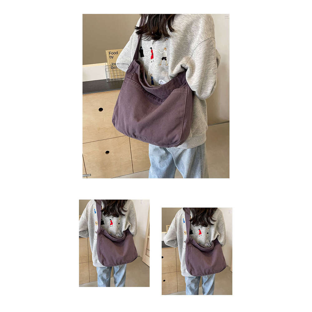 Cotton Canvas Fabric Female Students Crossbody Large Capacity Cloth Tote Bags Shoulder Bag
