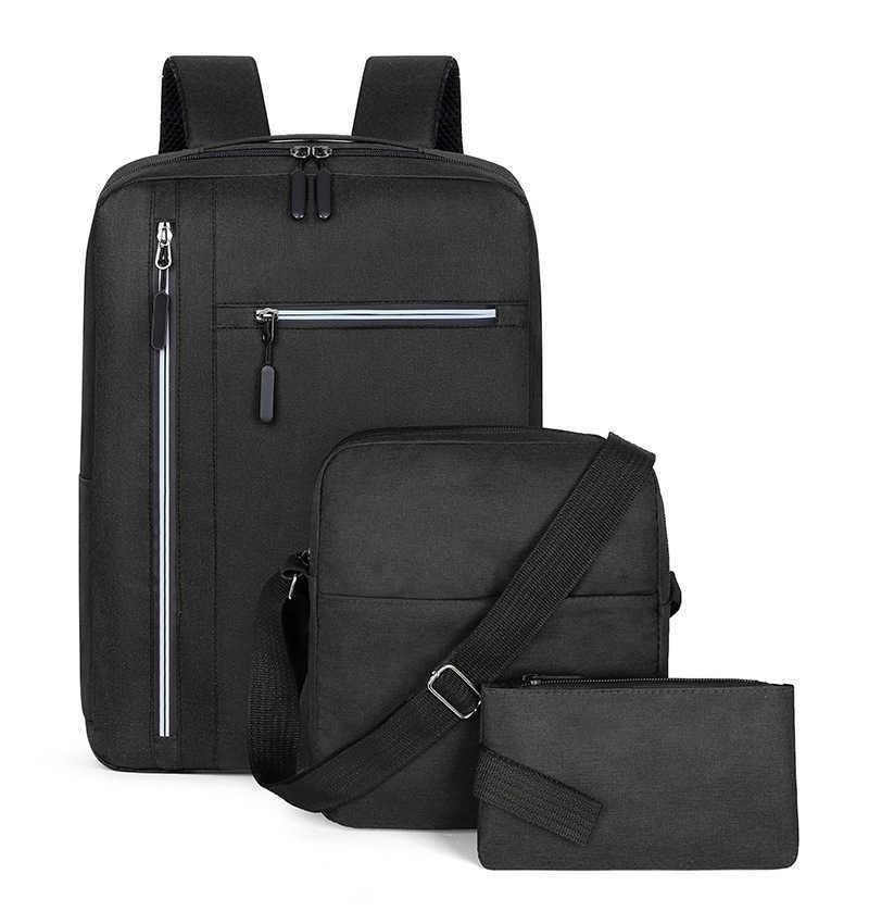 Backpack Gift Three Piece Set Korean Version Student Backpack Usb Computer Bag Men's Casual Shoulder Bag 241204