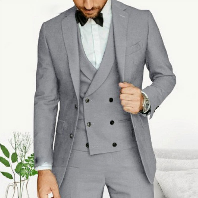 New minimalist groom groomsman tailcoat party set slim fit business casual jacket set three piece set 241028