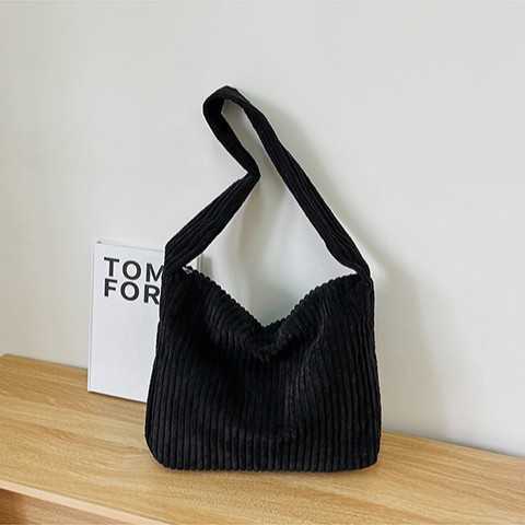 Women's Simple Casual Tote Bag Autumn and Winter New Item Japanese Korean Large Capacity Shoulder Corduroy Commuting 241204