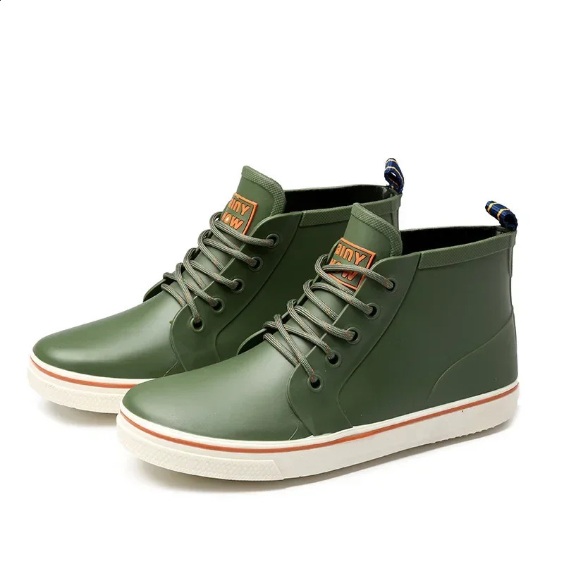 Outdoor Casual Rain Boots Men Rubber Shoes Ankle Rainboots Comfort Slip on Fishing Shoes Men Waterproof Work Boots Couple Shoes 241204