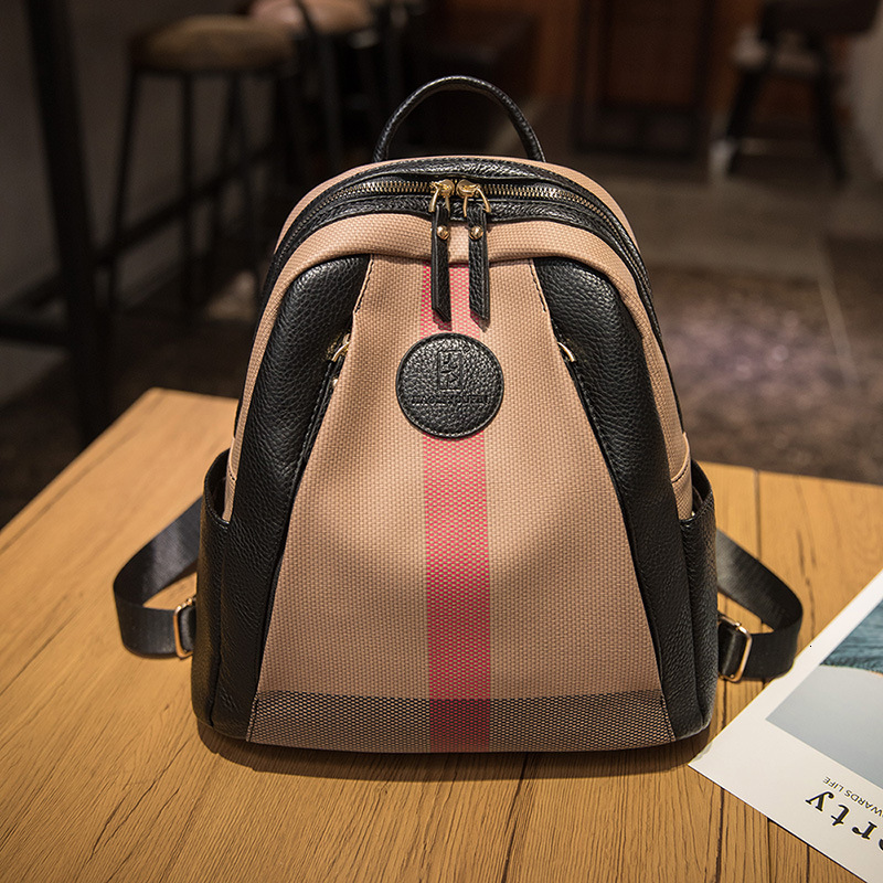 New trend French plaid printed backpack designer multifunctional casual women s backpack trendy leisure crossbody bag