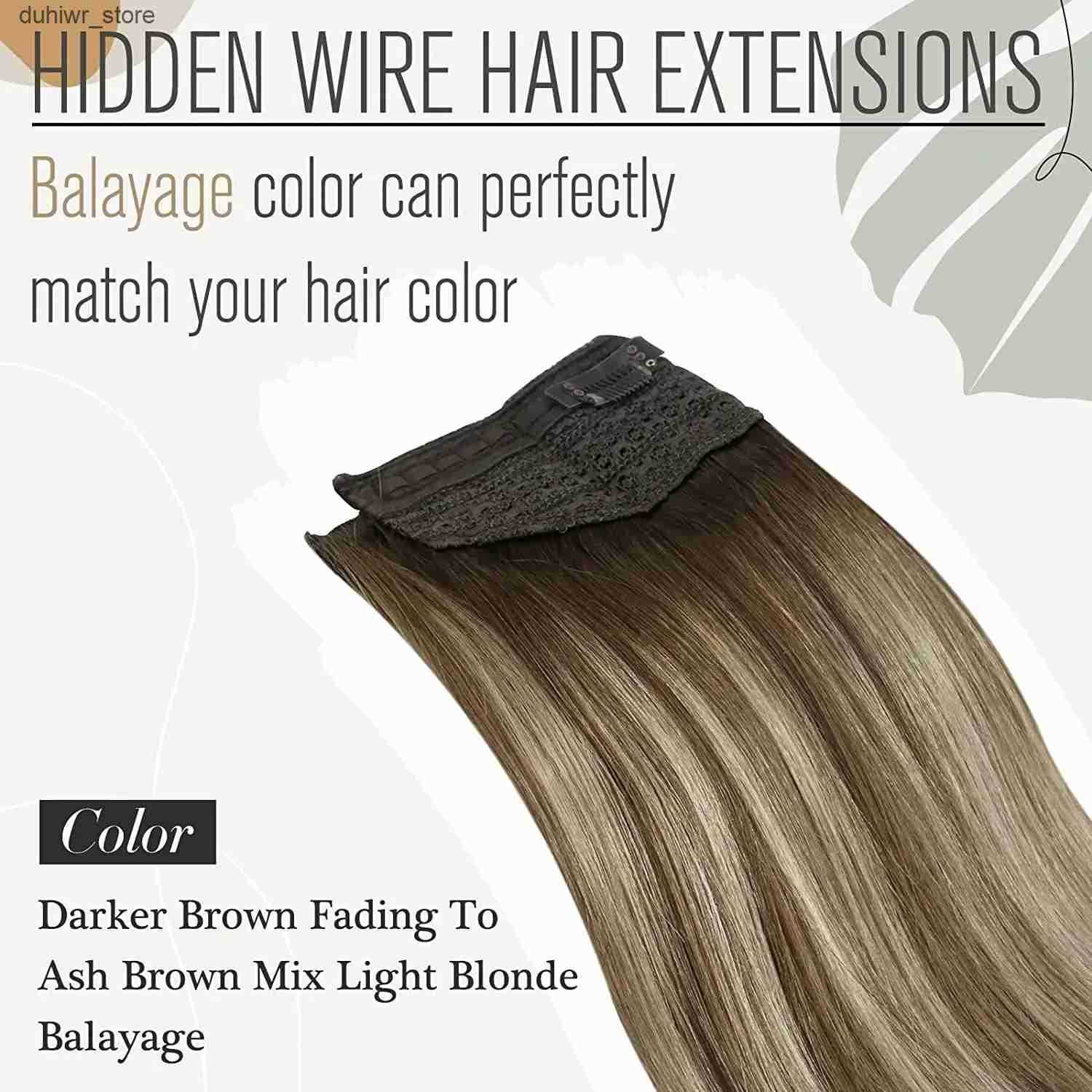 Hair Wefts VeSunny Fish Line Human Hair Extension Wire Natural Hair OnePiece Invisible Wire Hair Weft with 2 Clips Machine Made Blonde Hair J241204