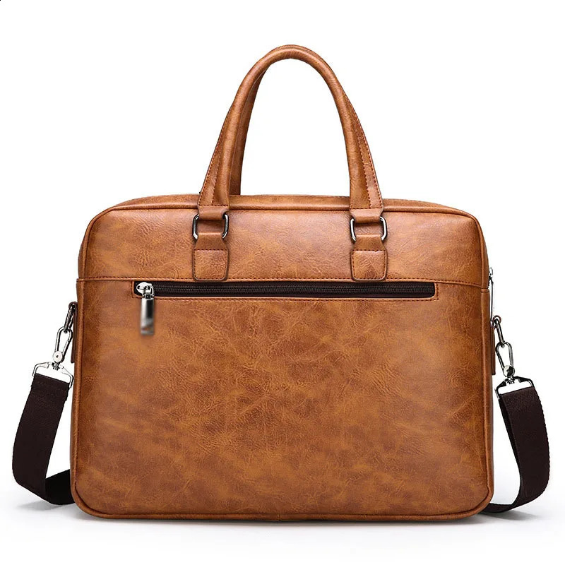 Polarshe Men Briefcase Bag Leather Man Handbag Large Capacity 14 inch Laptop Bag Business Man Shoulder Messenger Bag 250319 - view 3