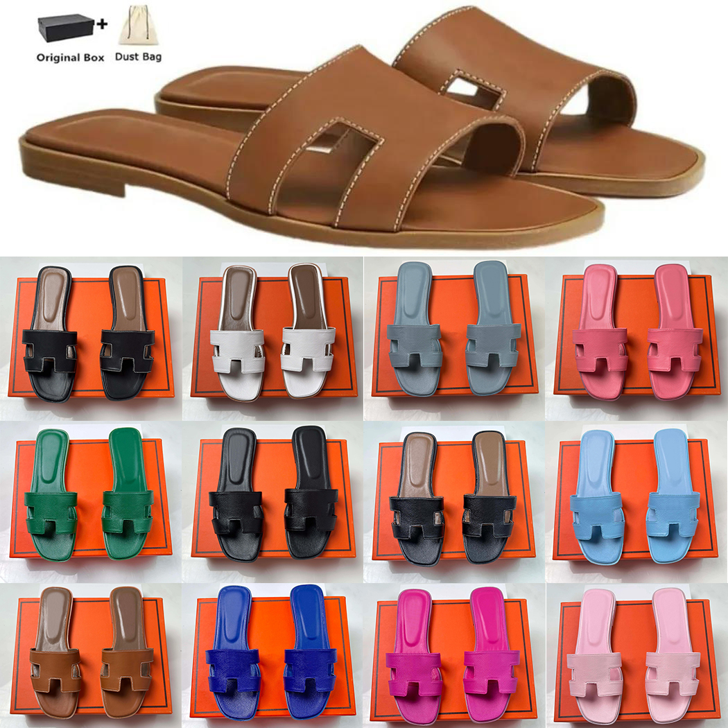 Slippers Designer Sandals Women's Fashion Luxury Slide Letter Slide Rubber Leather Flat Shoes Summer Beach Bath Slippers Brown Retro Sandals With box
