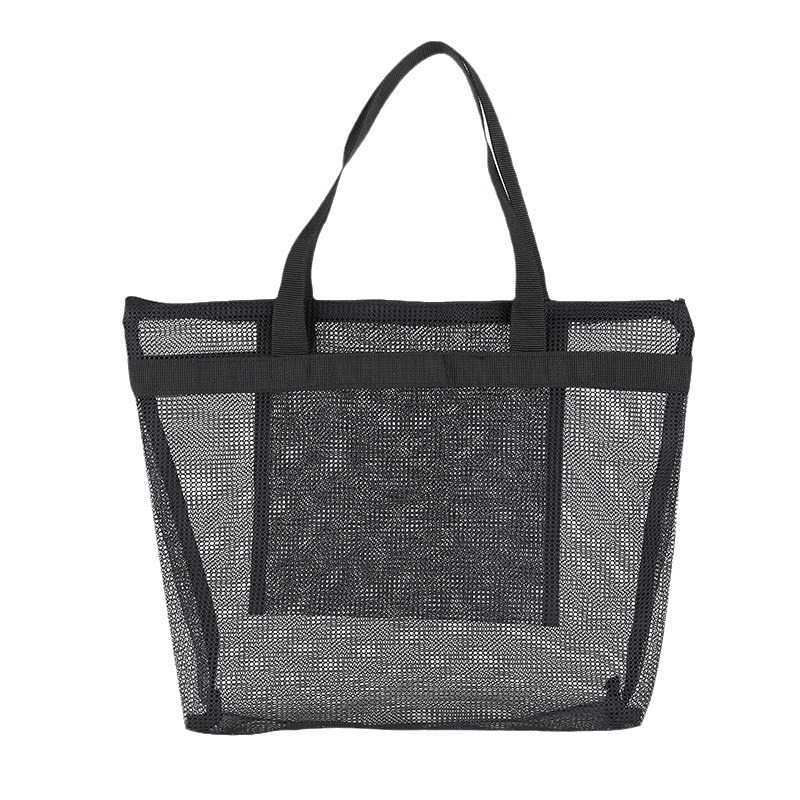Mesh Travel Wash Bag One Shoulder Swimming Beach Bag Portable Wash Storage Bag Foldable Hollow Out Shopping Bag