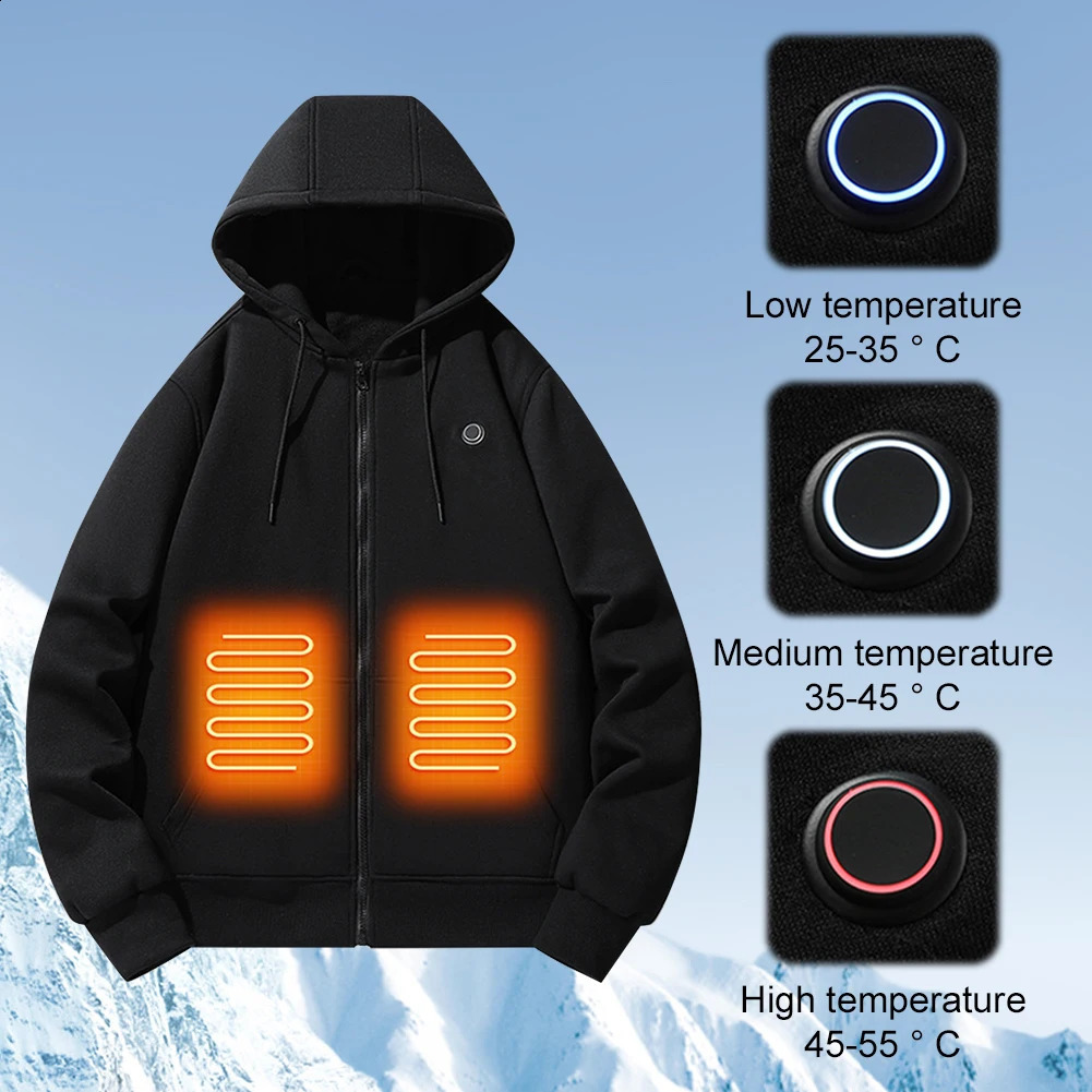 Electric heating hoodie winter heating casual hoodie USB heating hoodie winter warm clothing 241203