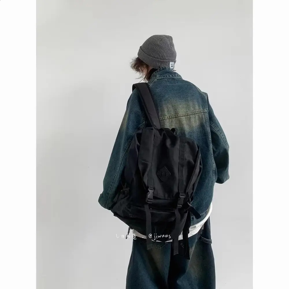 Retro denim suit mens loose retro denim hooded zipperwide leg jeans mens 2-piece set Japanese street spring and autumn suit 241130