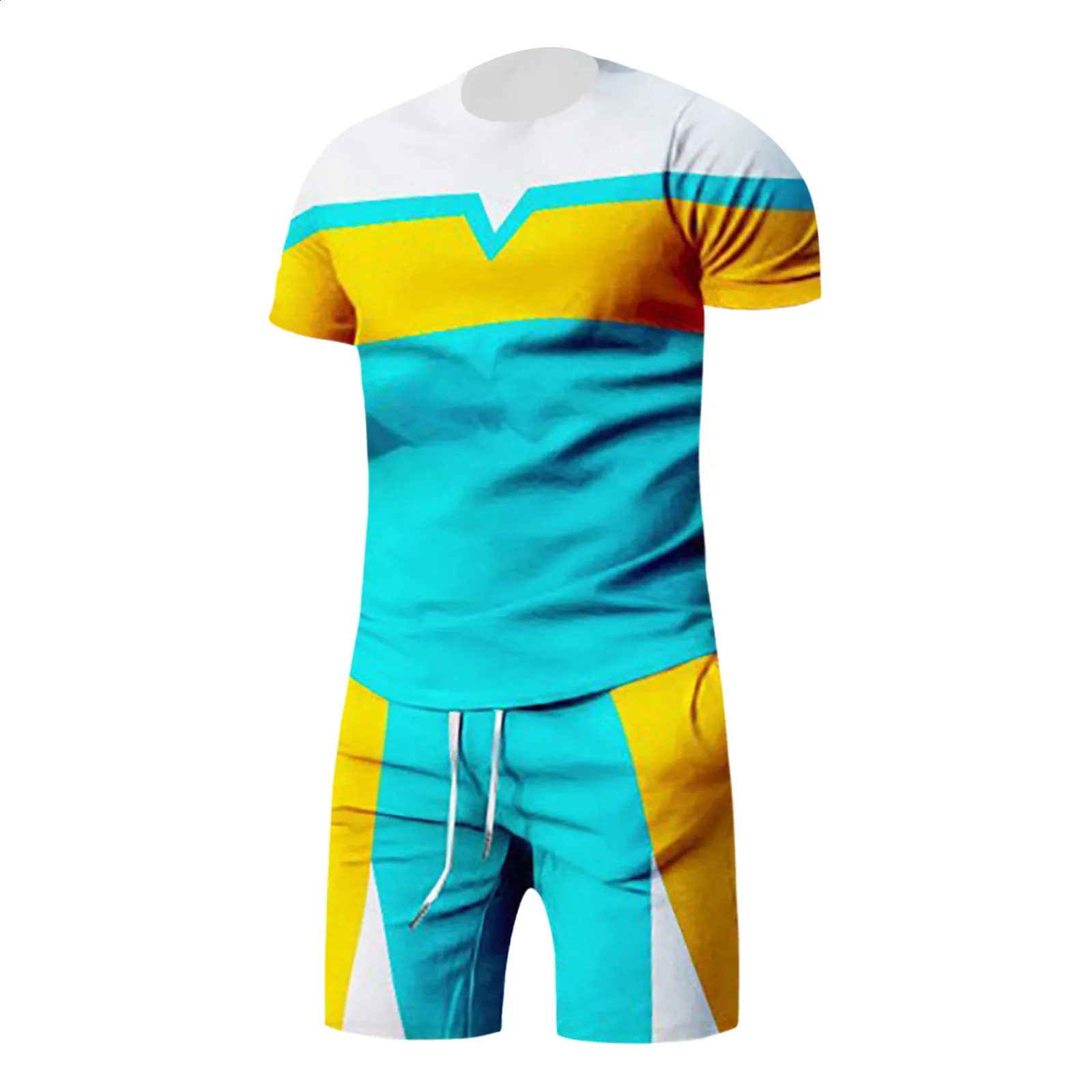 Summer 2-piece T-shirt Set Mens Sportswear T-shirt Set Fitness Set Oversized Street Short Sleeve with Pants Track Clothes 241203