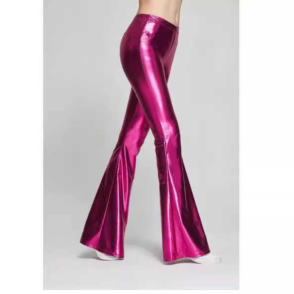 Women Pants Sexy Stage Women's Bright Imitation Leather Fashion Elastic Waist Flared Pants Nightclub Wide Leg Pants Casual Wide Leg Pants 241125