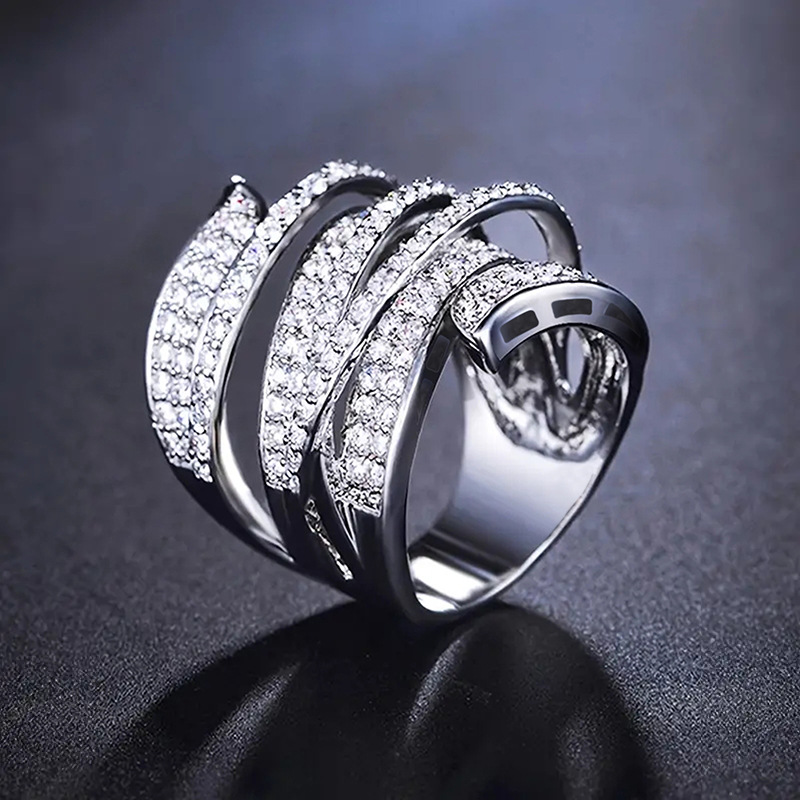 Brand Wedding Rings Luxury Jewelry 925 Sterling Silver Pave White Sapphire CZ Diamond Party Eternity Elegant Gorgeous Women Cross Engagement Designer 