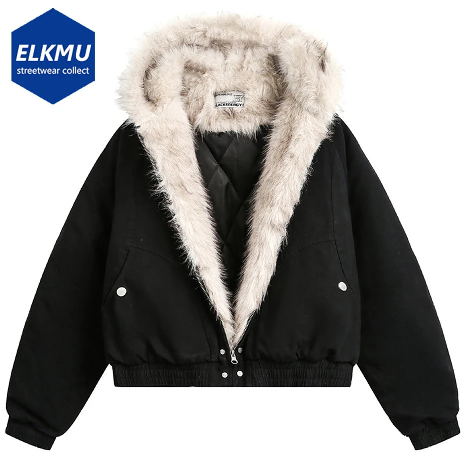 Mens Winter Jackets Padded Coat Thicken Warm Parkas Fur Collar Outwear Streetwear Harajuku Oversized Jacket 241204