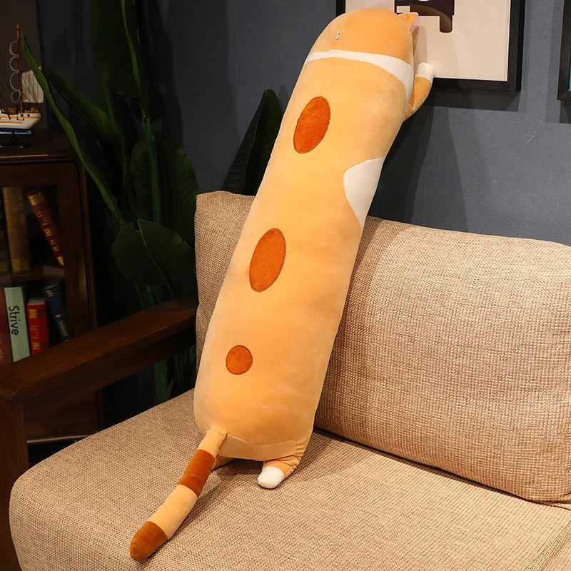 Soft long cat throw pillow rests on the waist of the cute cat stuffed toy bed with legs stuffed doll holiday giftXJ241204