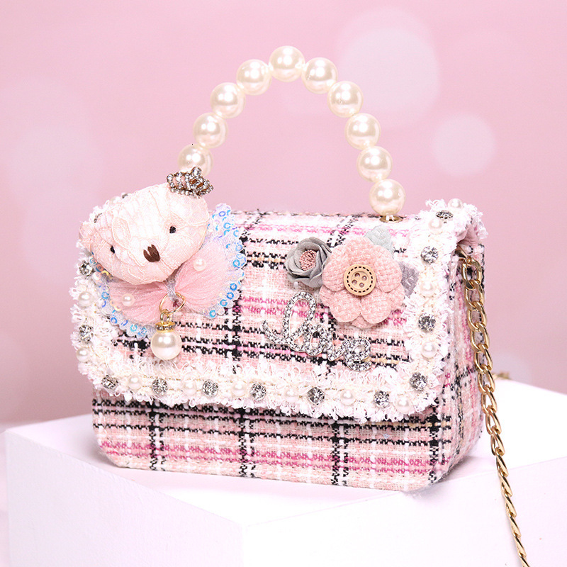 2025NEW New Korean fashion pearl designer handbag cute bear personalized princess crossbody bag Bag trendy handbag