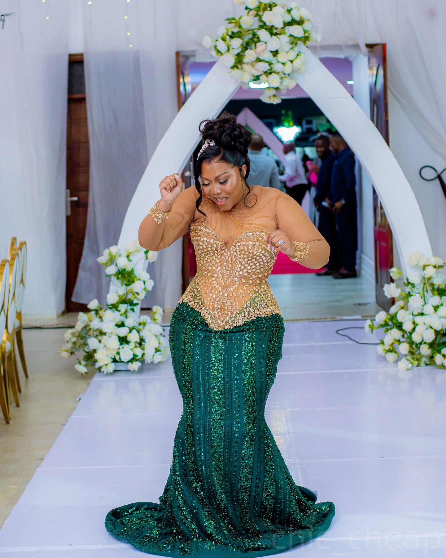 Dark Green Mermaid Prom Dresses 2024 Rhinestones Beaded Sheer Neck Evening Formal Party Second Birthday Engagement Gowns Plus Size Dress For Special O