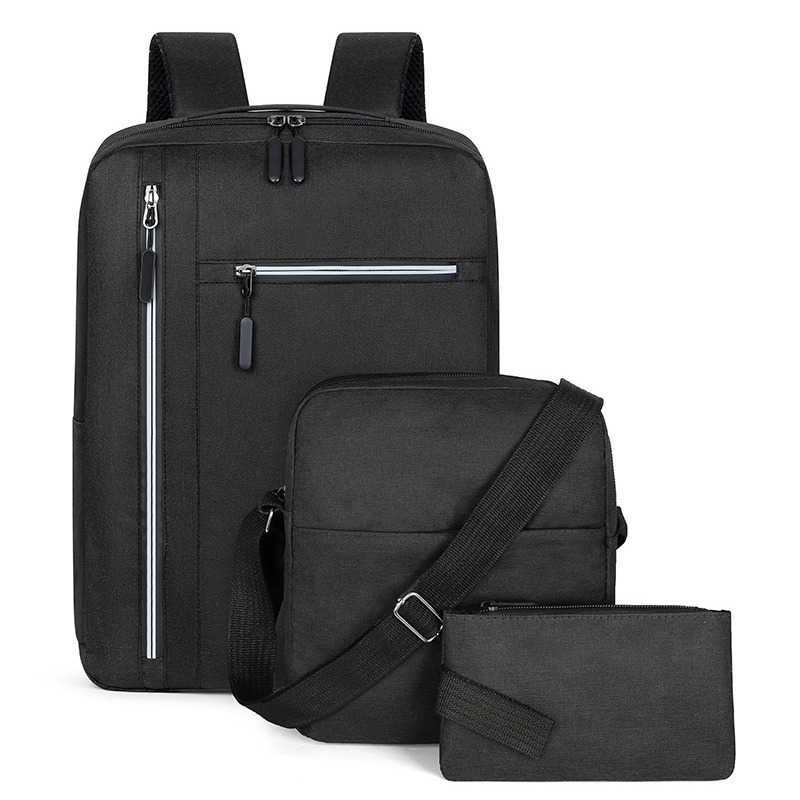 Backpack Gift Three Piece Set Korean Version Student Backpack Usb Computer Bag Men's Casual Shoulder Bag 241204