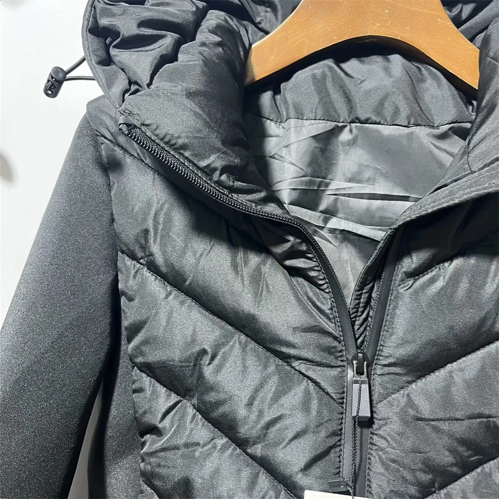 TRAF Autumn womens fashionable casual versatile long sleeved stand collar hooded patchwork cotton jacket 241203 - view 7