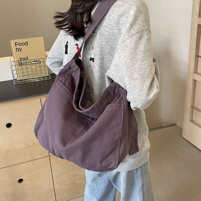 Cotton Canvas Fabric Female Students Crossbody Large Capacity Cloth Tote Bags Shoulder Bag